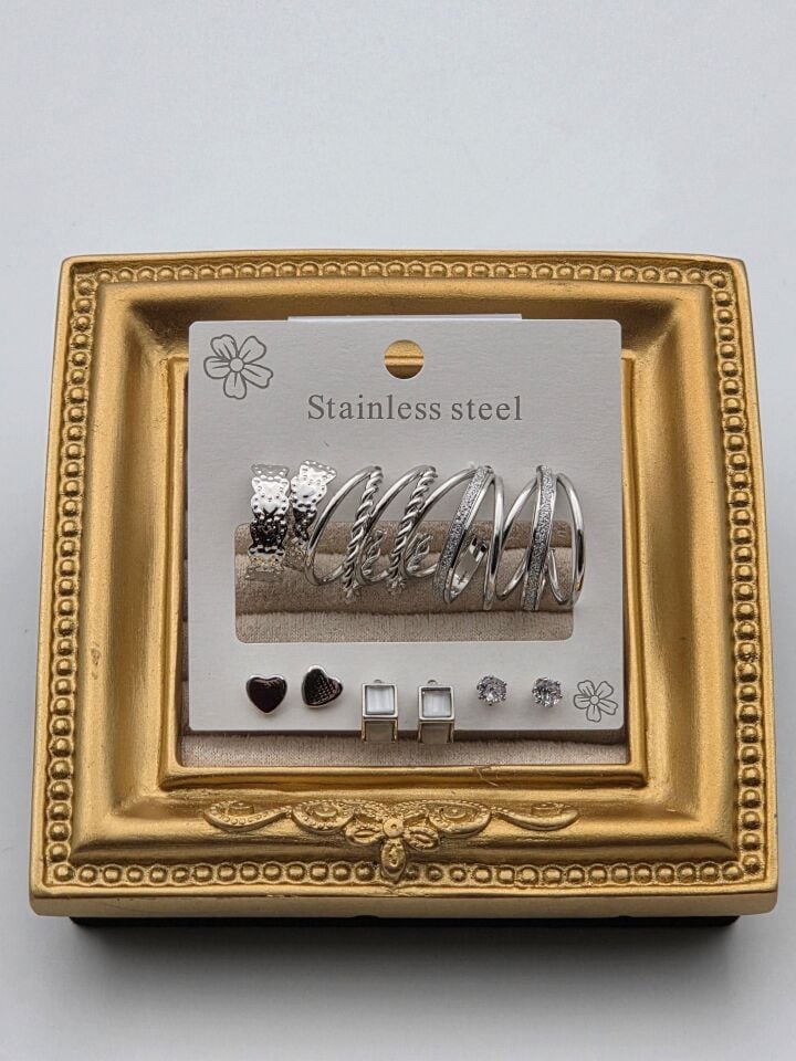 Çelik Set Küpe // KÜPE-3906