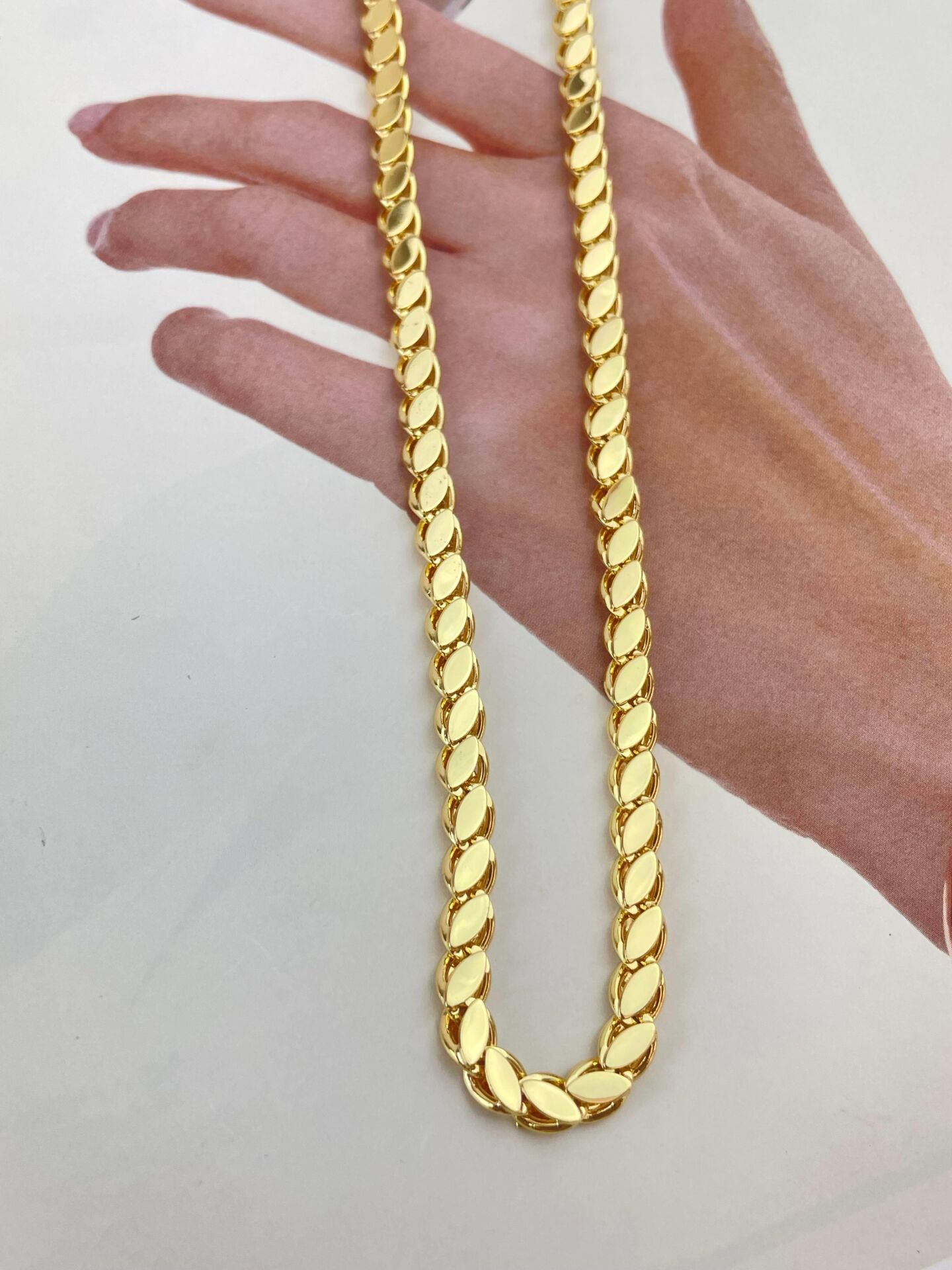 Çelik Arpa Zincir 45 cm Açık Renk // KOLYE-1124