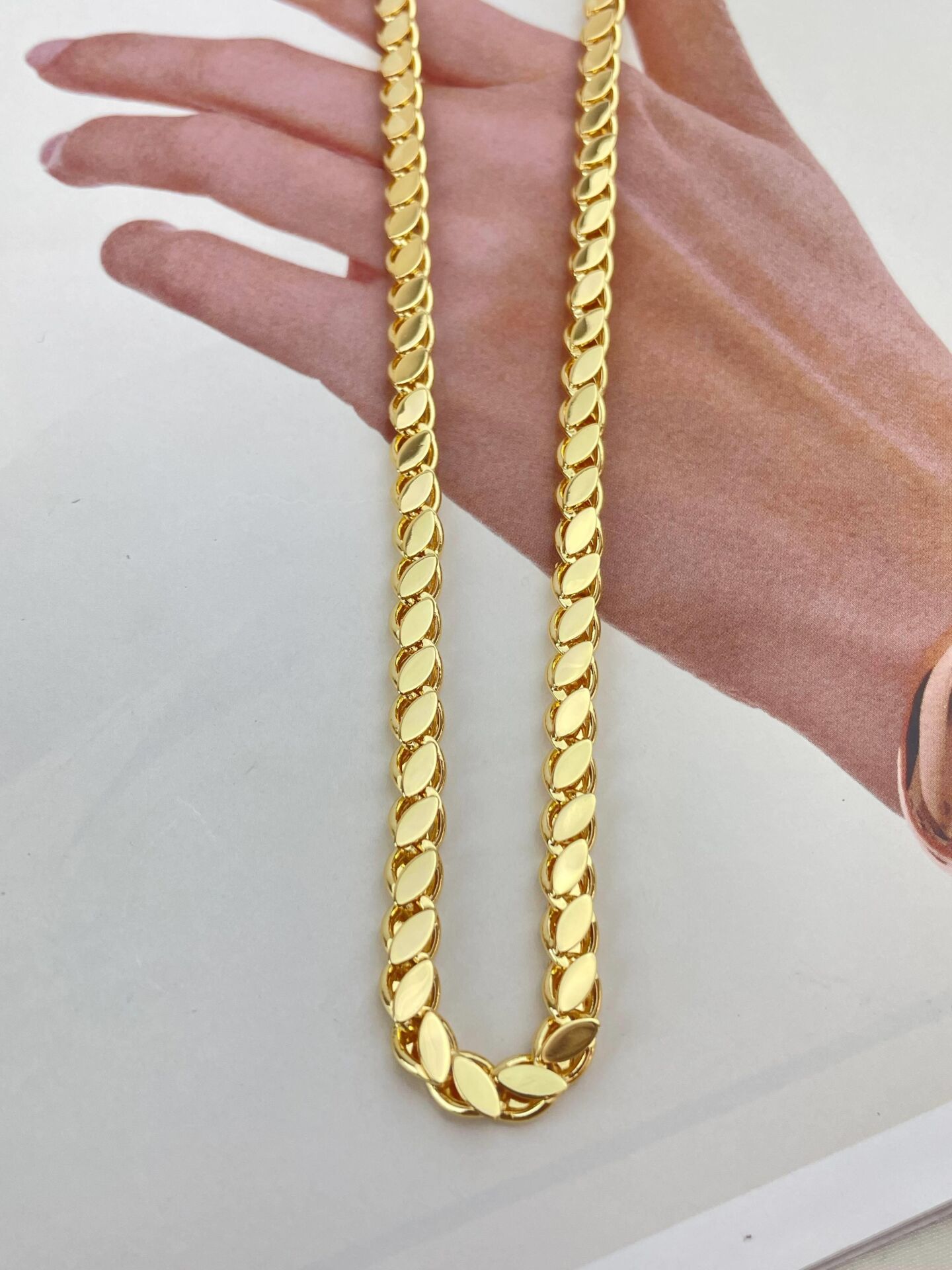 Çelik Arpa Zincir 60cm Açık Renk // KOLYE-1126