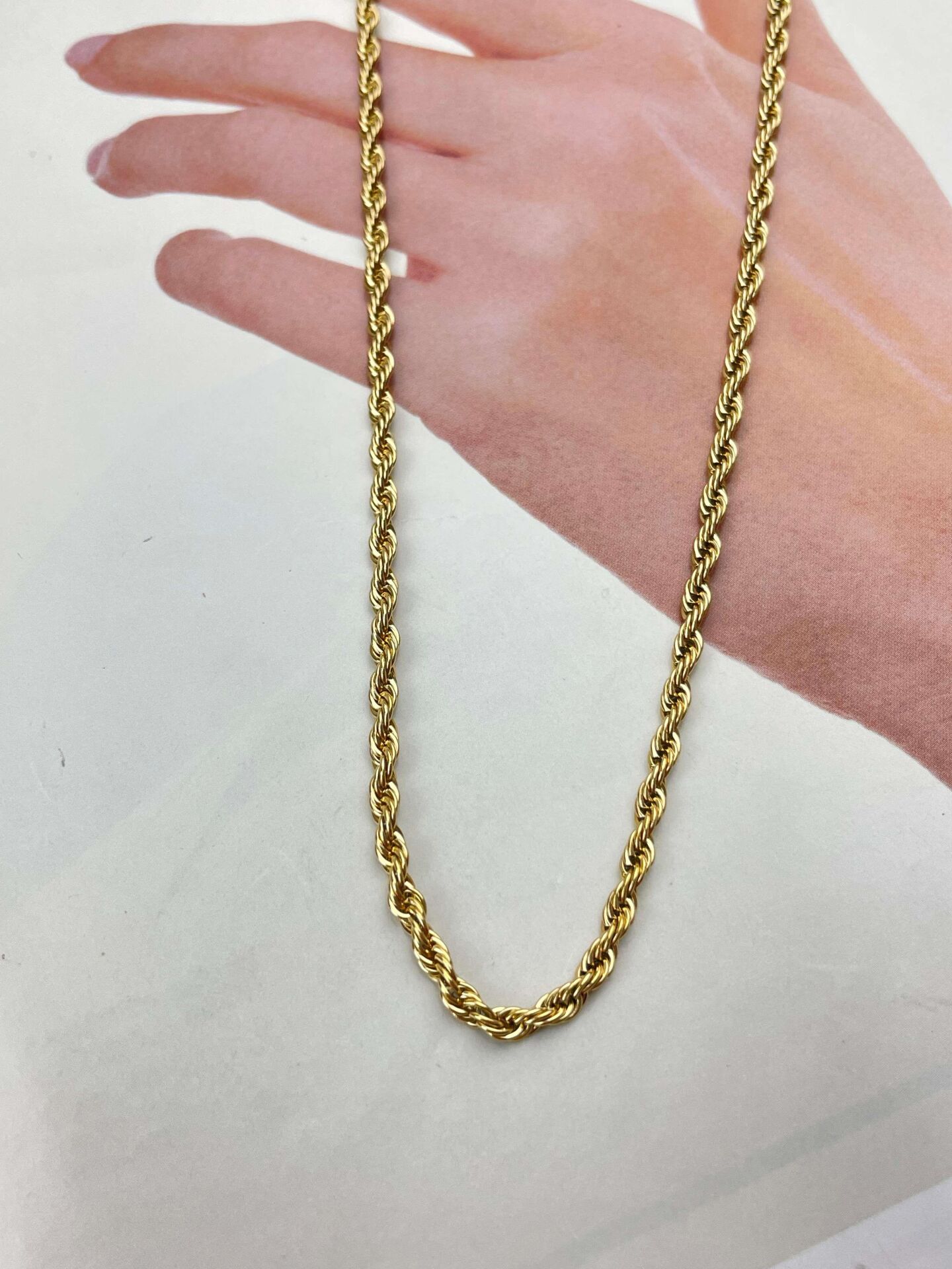Çelik Halat Zincir 4mm 45cm Gold Renk // KOLYE-1796