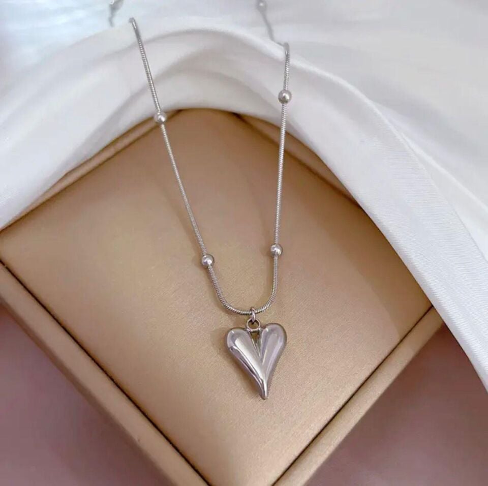 Steel Silver Dorika Heart Necklace 45 cm