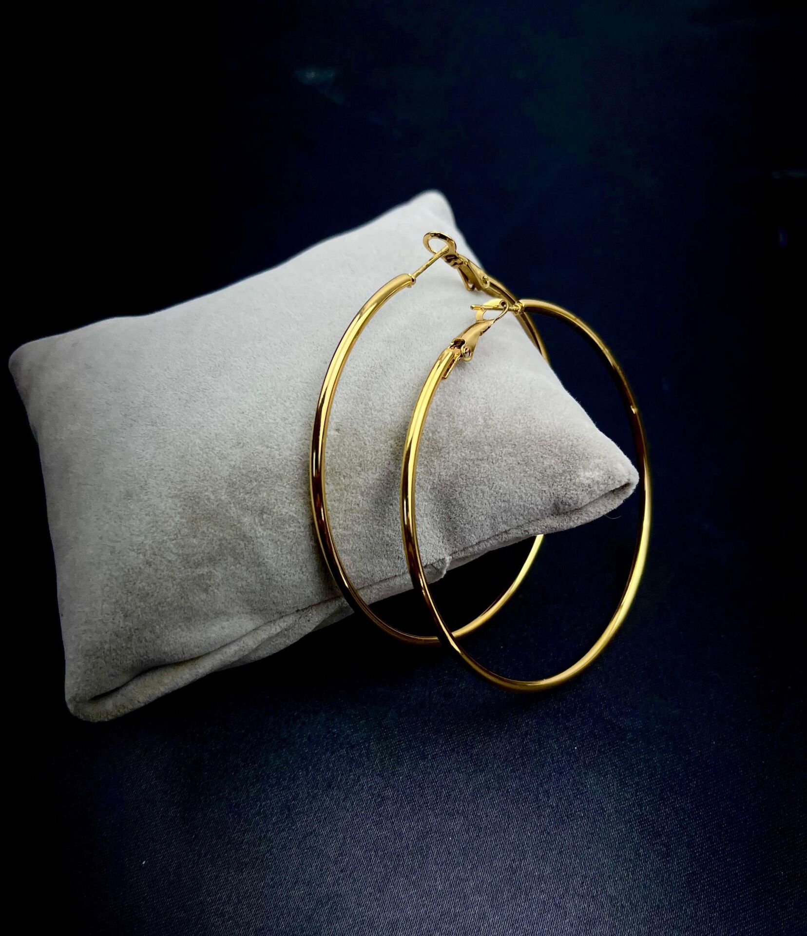 Çelik Gold Halka Küpe 7,5cm // KÜPE-2915