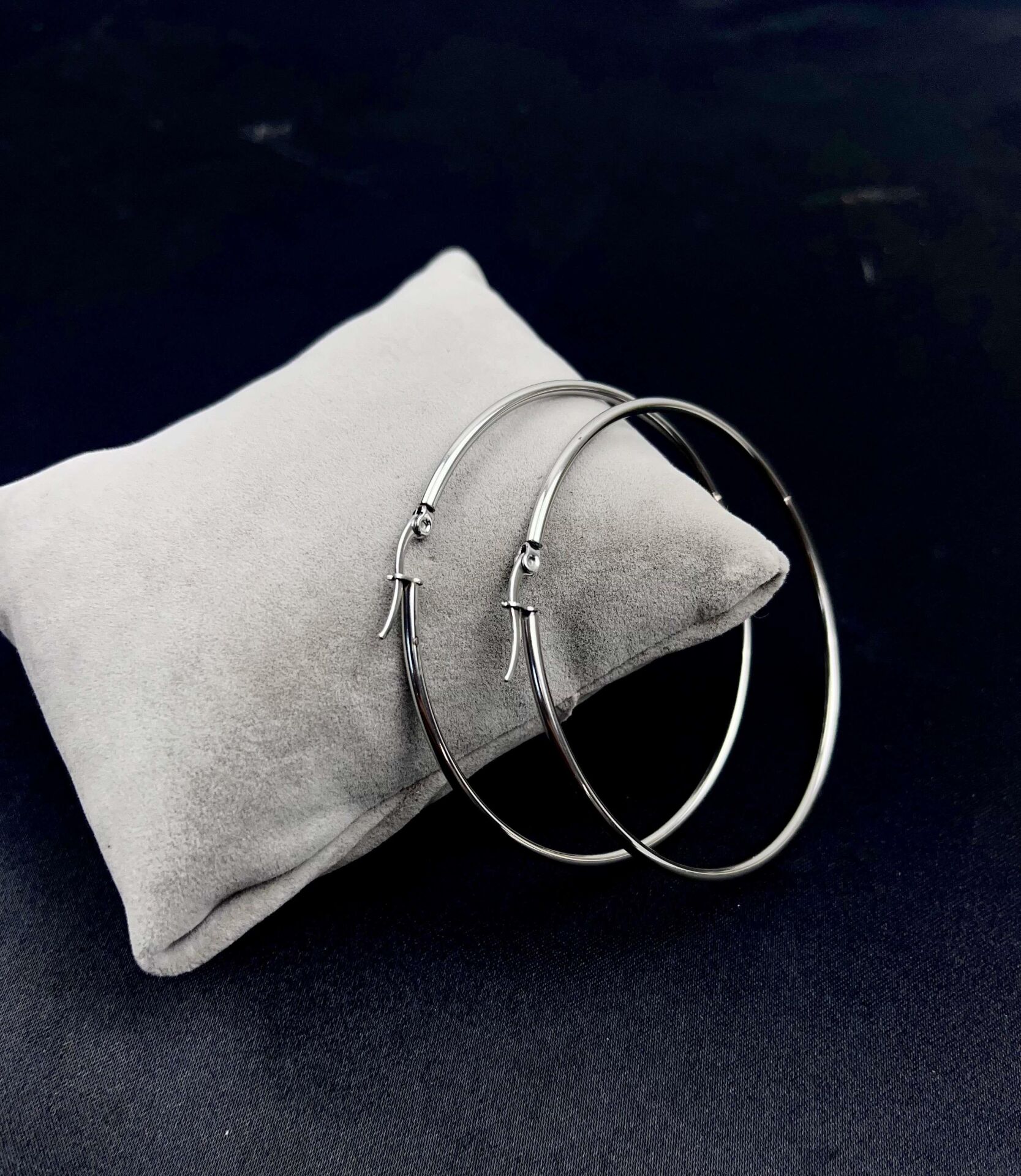 Çelik Silver Halka Küpe 7,5cm // KÜPE-2916