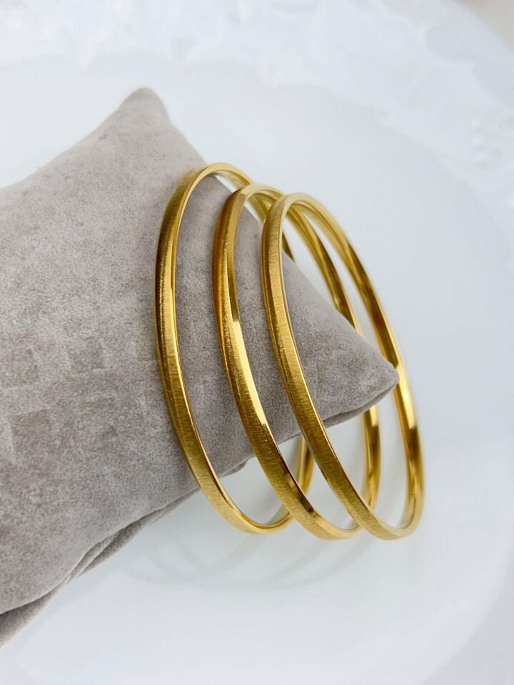 Steel Thick Patterned Ajda Bracelet 6.0 Size (Sold in 3 pieces)