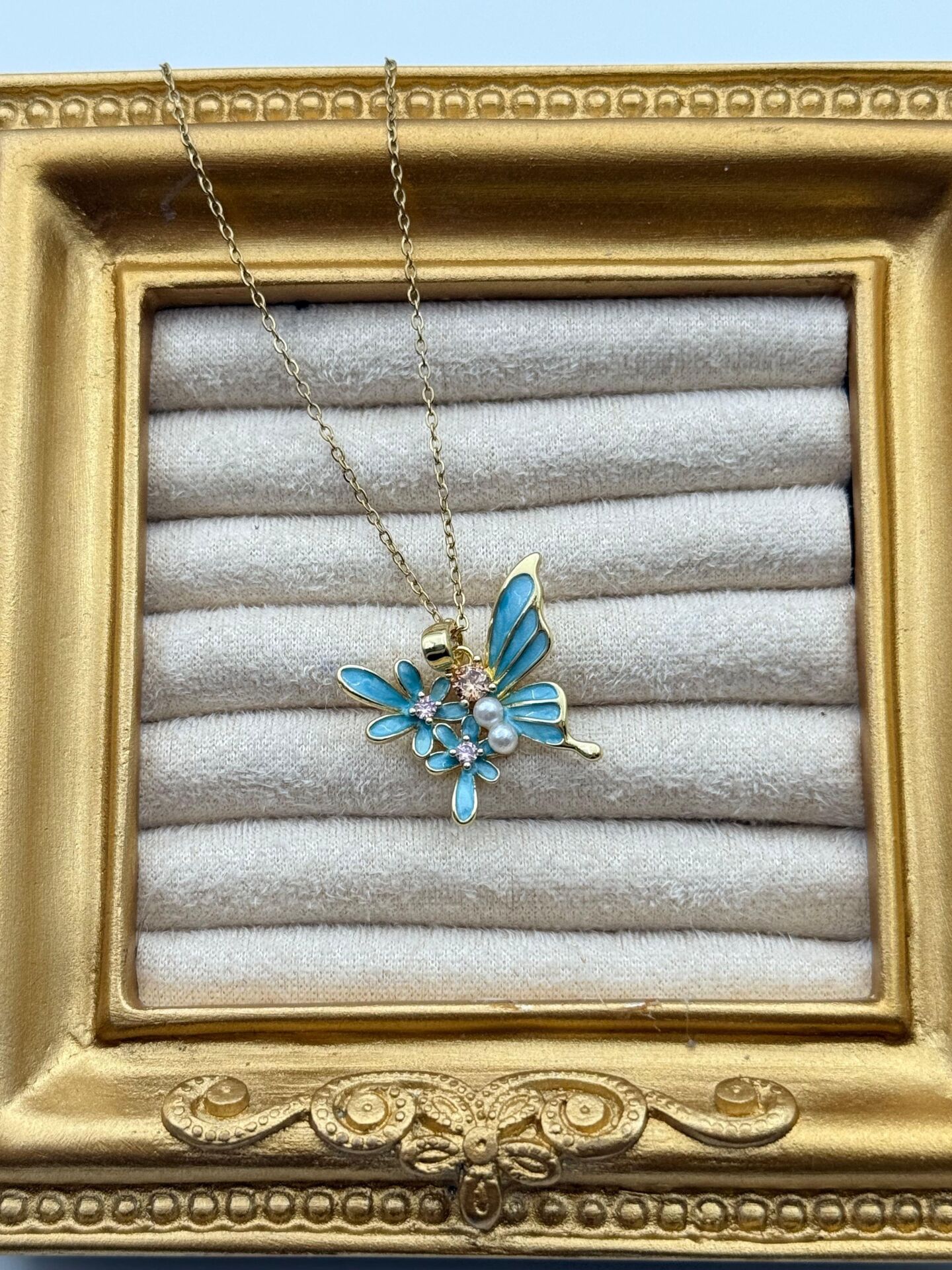 Stahl Schmetterling Halskette 45cm // NECKLACE-5761