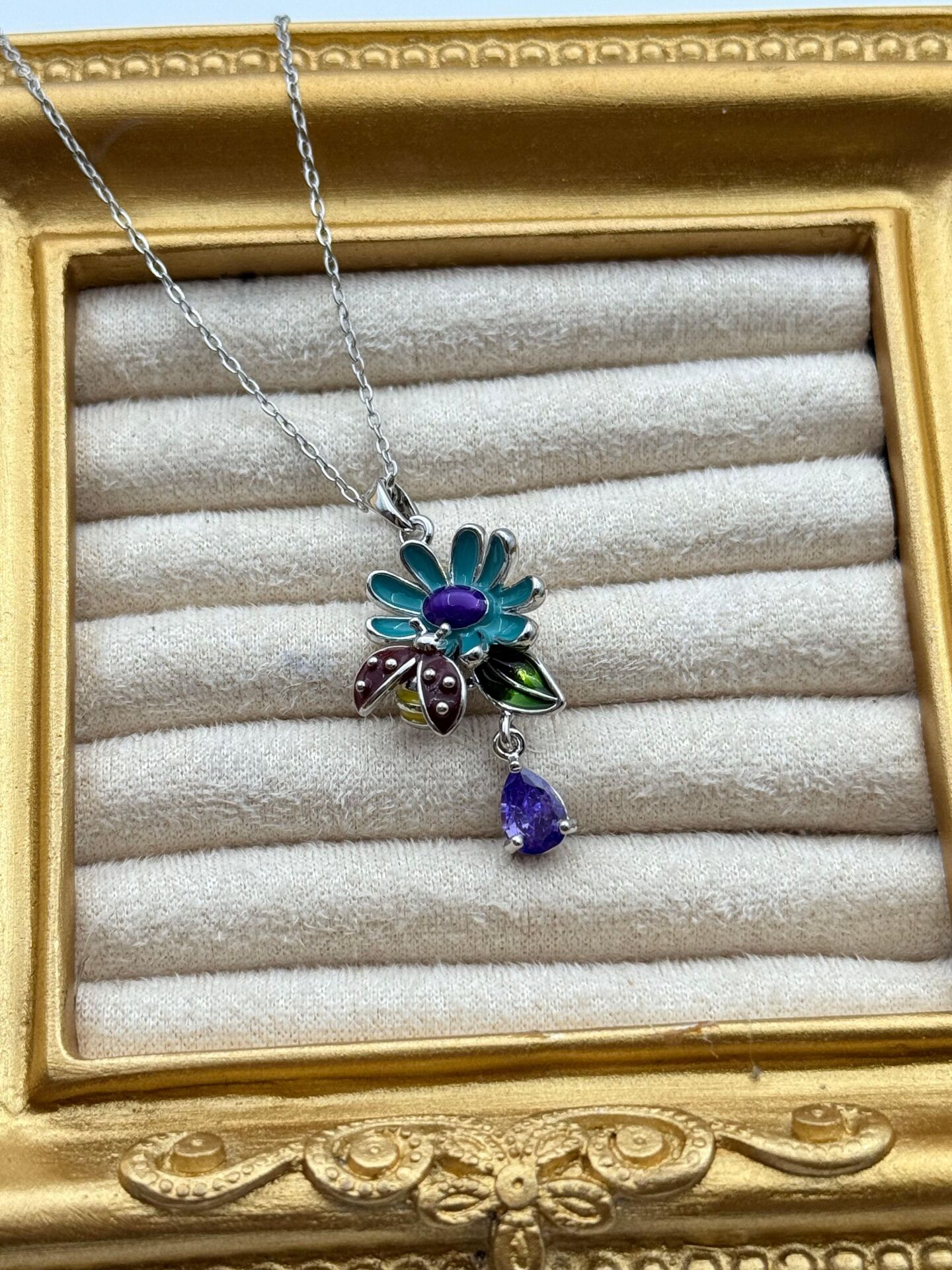 Stahlblumenkette 45cm // NECKLACE-5763