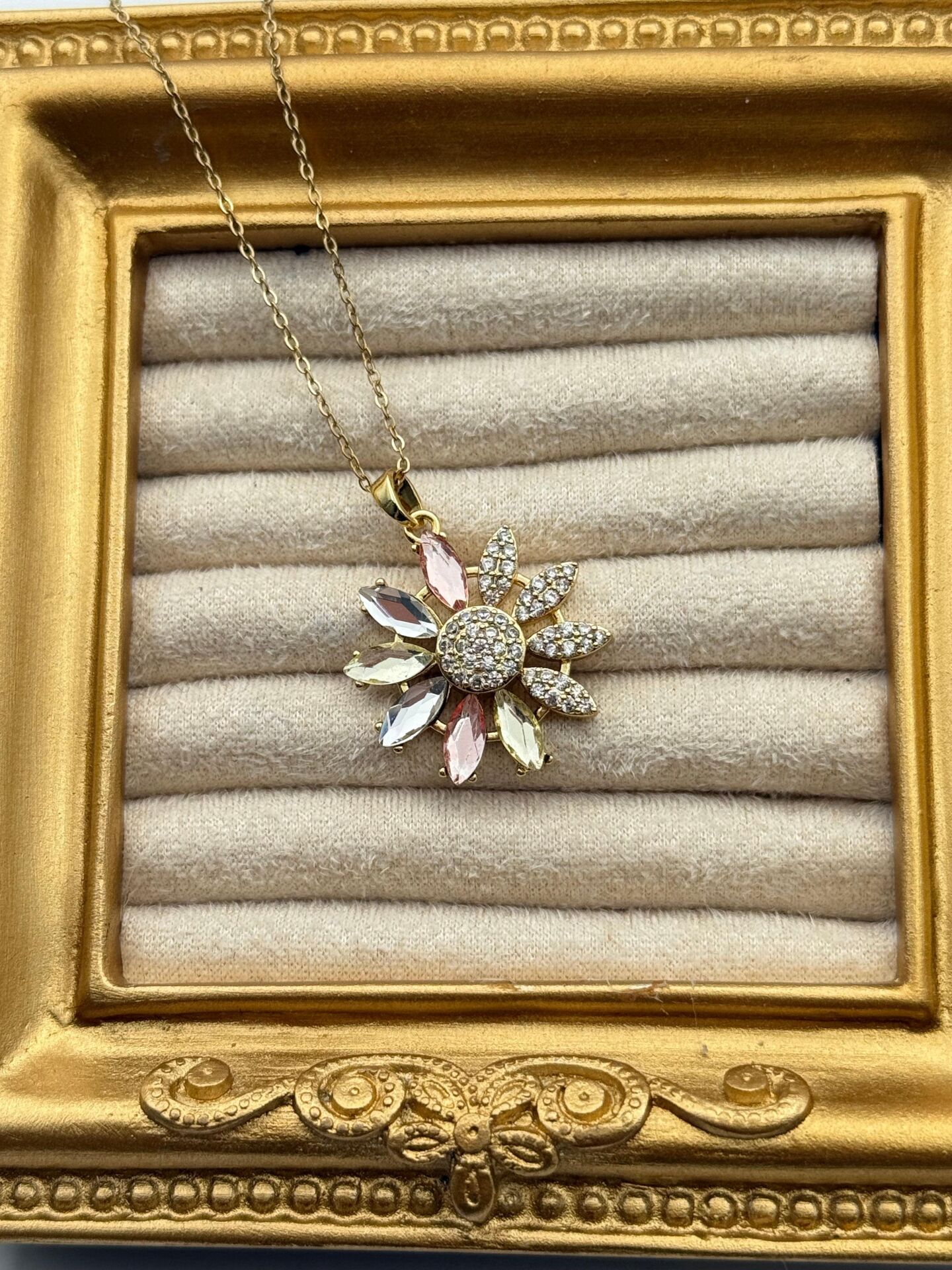 Stahlblumenkette 45cm // NECKLACE-5771