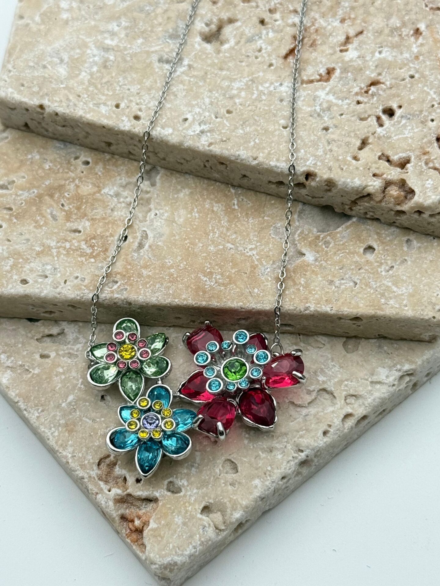 Steel Flower Necklace // NECKLACE-5641