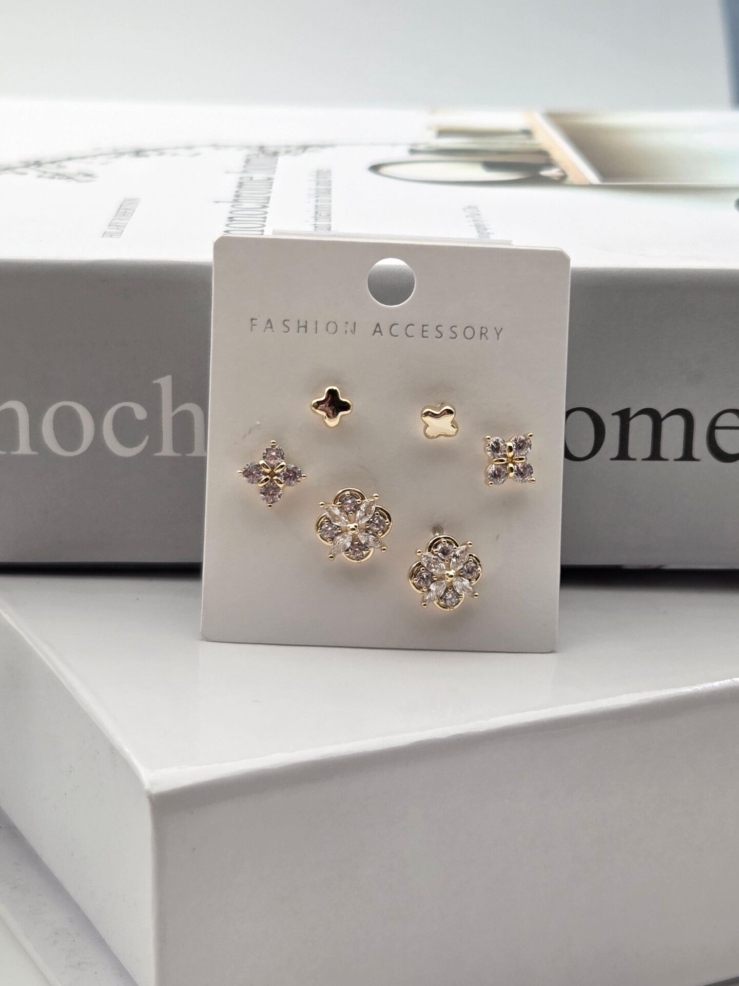 Zirkon Taşlı Gümüş İğne 6'lı Figür Küpe // ITHAL-3310