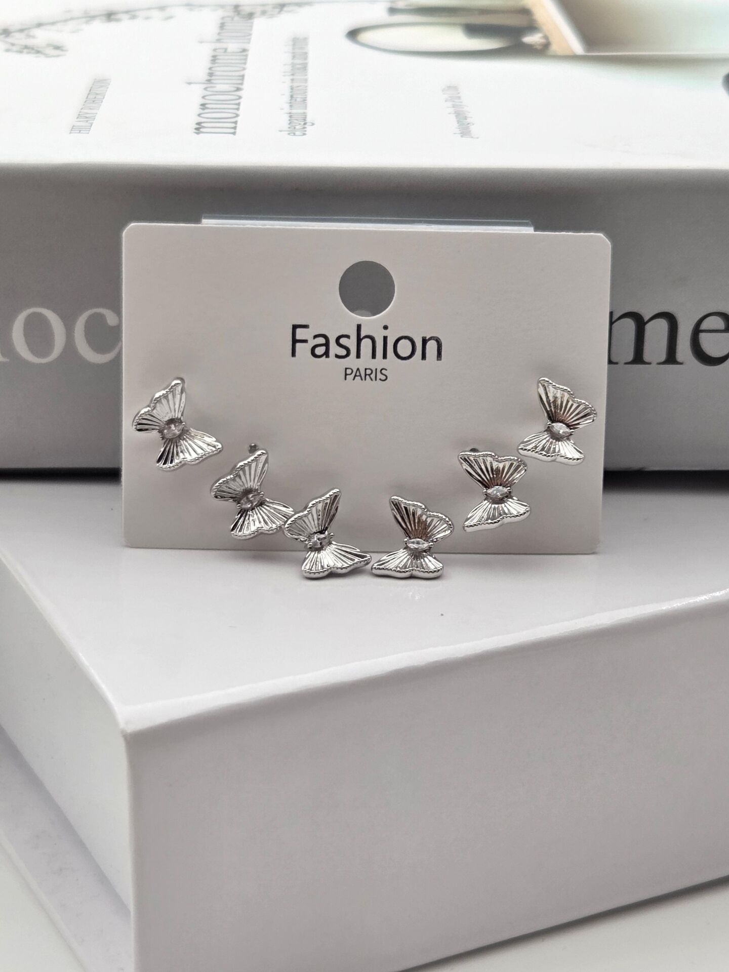 Zirkon Taşlı Gümüş İğne 6'lı Figür Küpe // ITHAL-3315