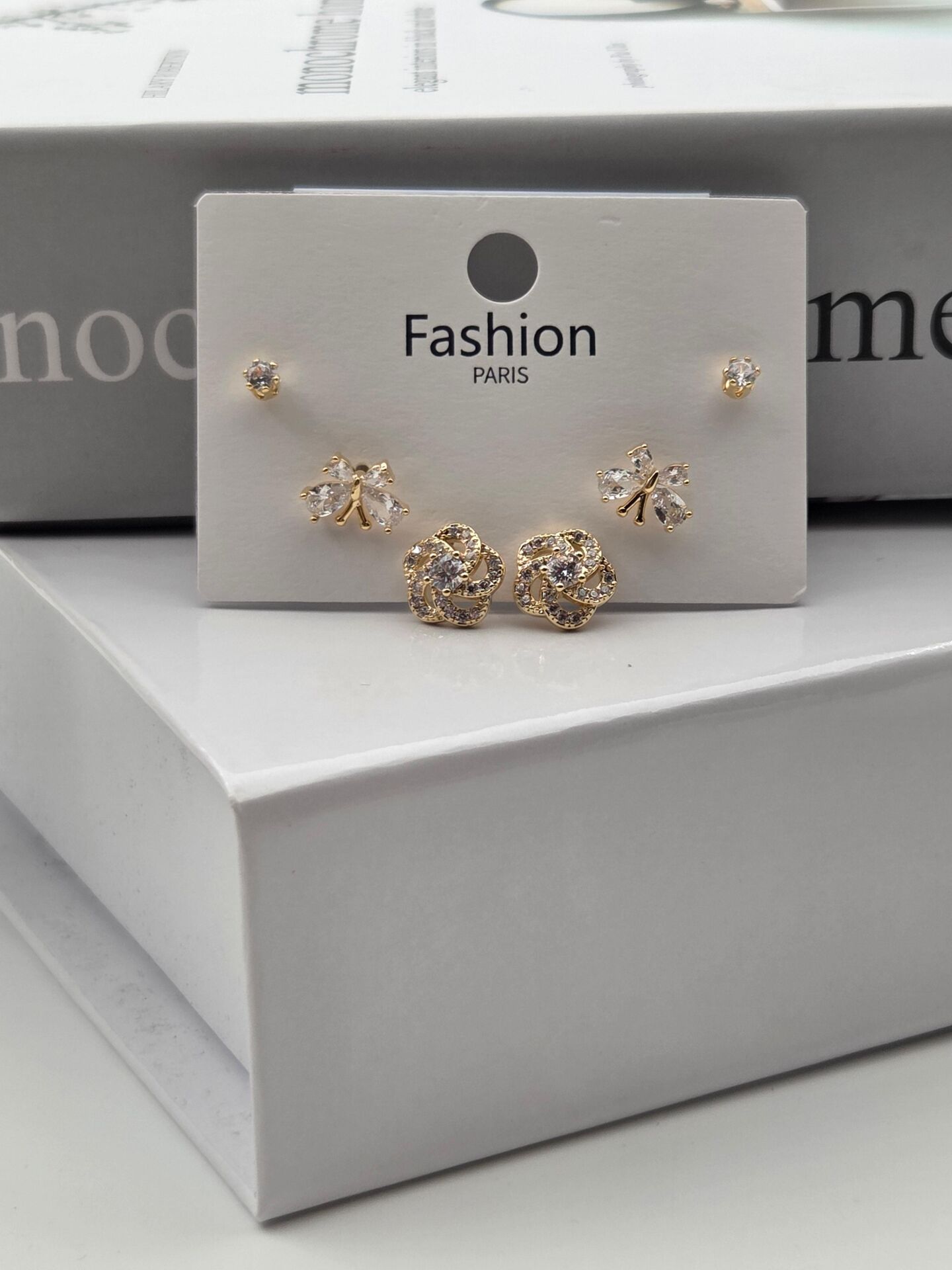 Zirkon Taşlı Gümüş İğne 6'lı Figür Küpe // ITHAL-3320