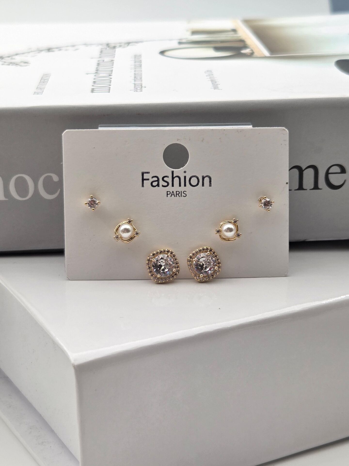 Zirkon Taşlı Gümüş İğne 6'lı Figür Küpe // ITHAL-3327