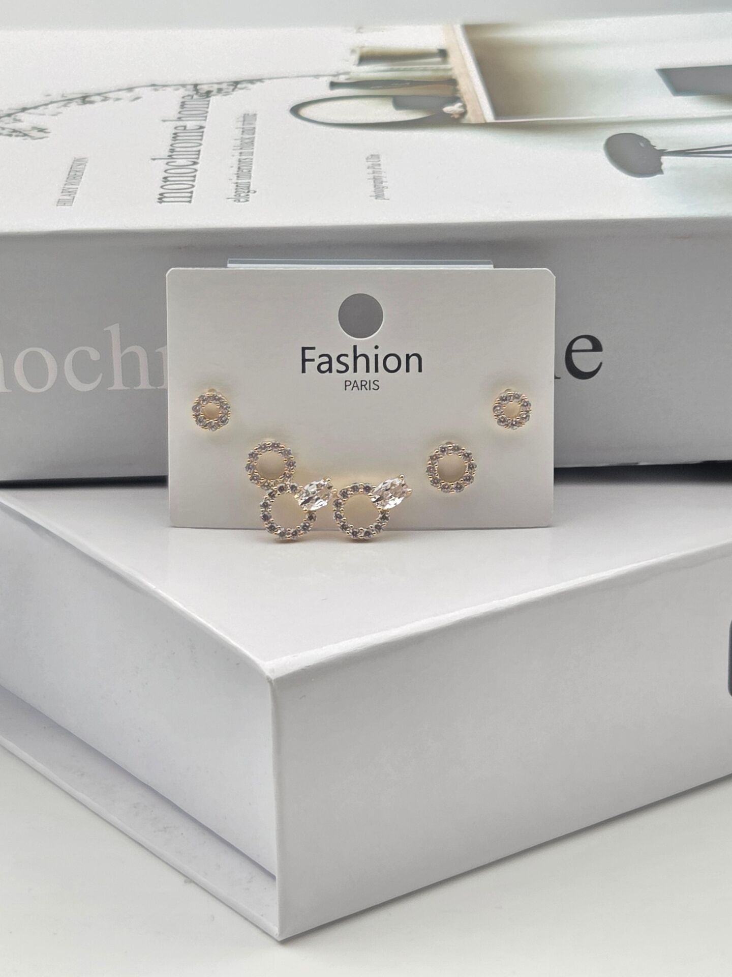 Zirkon Taşlı Gümüş İğne 6'lı Figür Küpe // ITHAL-3339