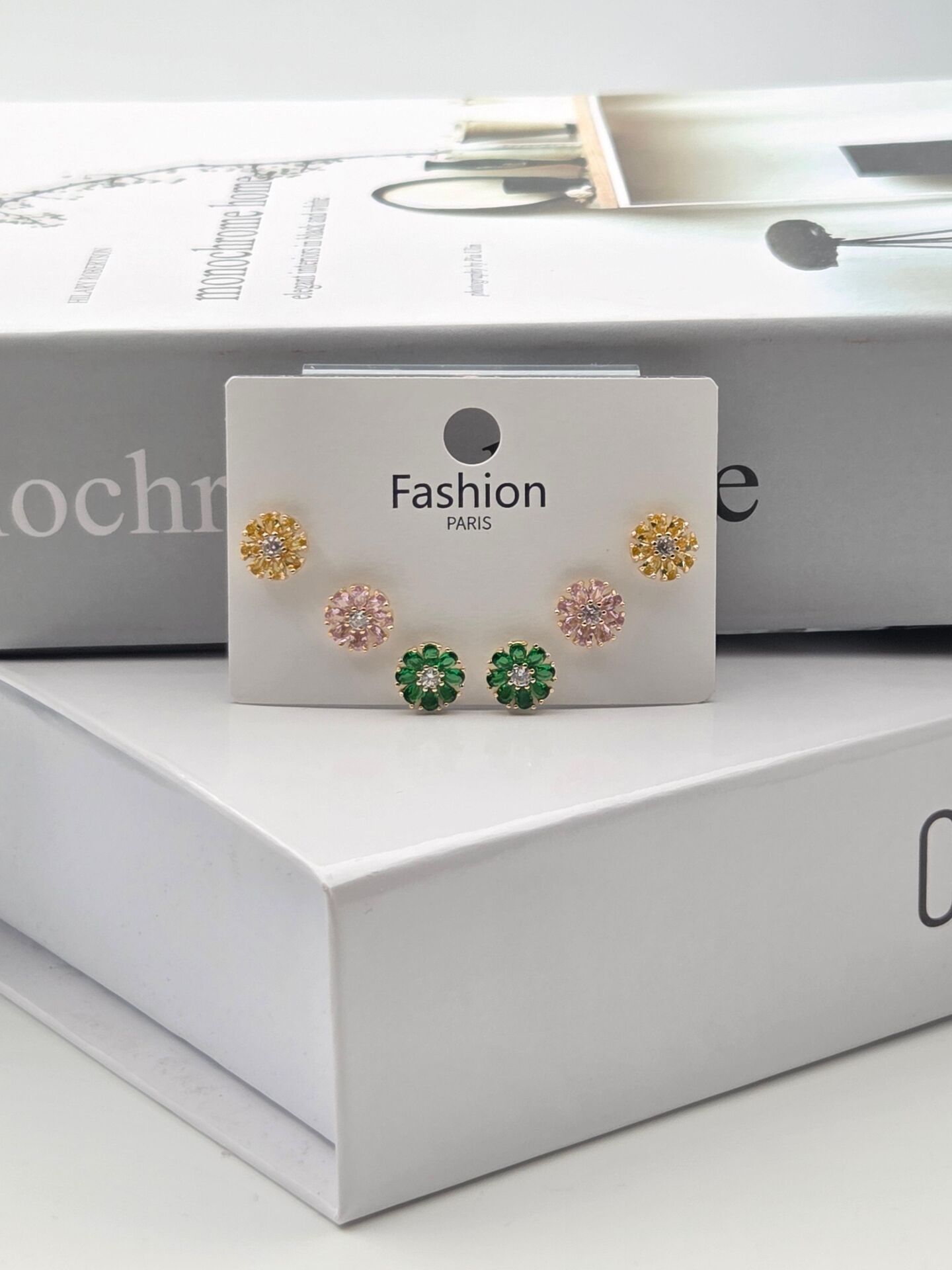 Zirkon Taşlı Gümüş İğne 6'lı Figür Küpe // ITHAL-3340