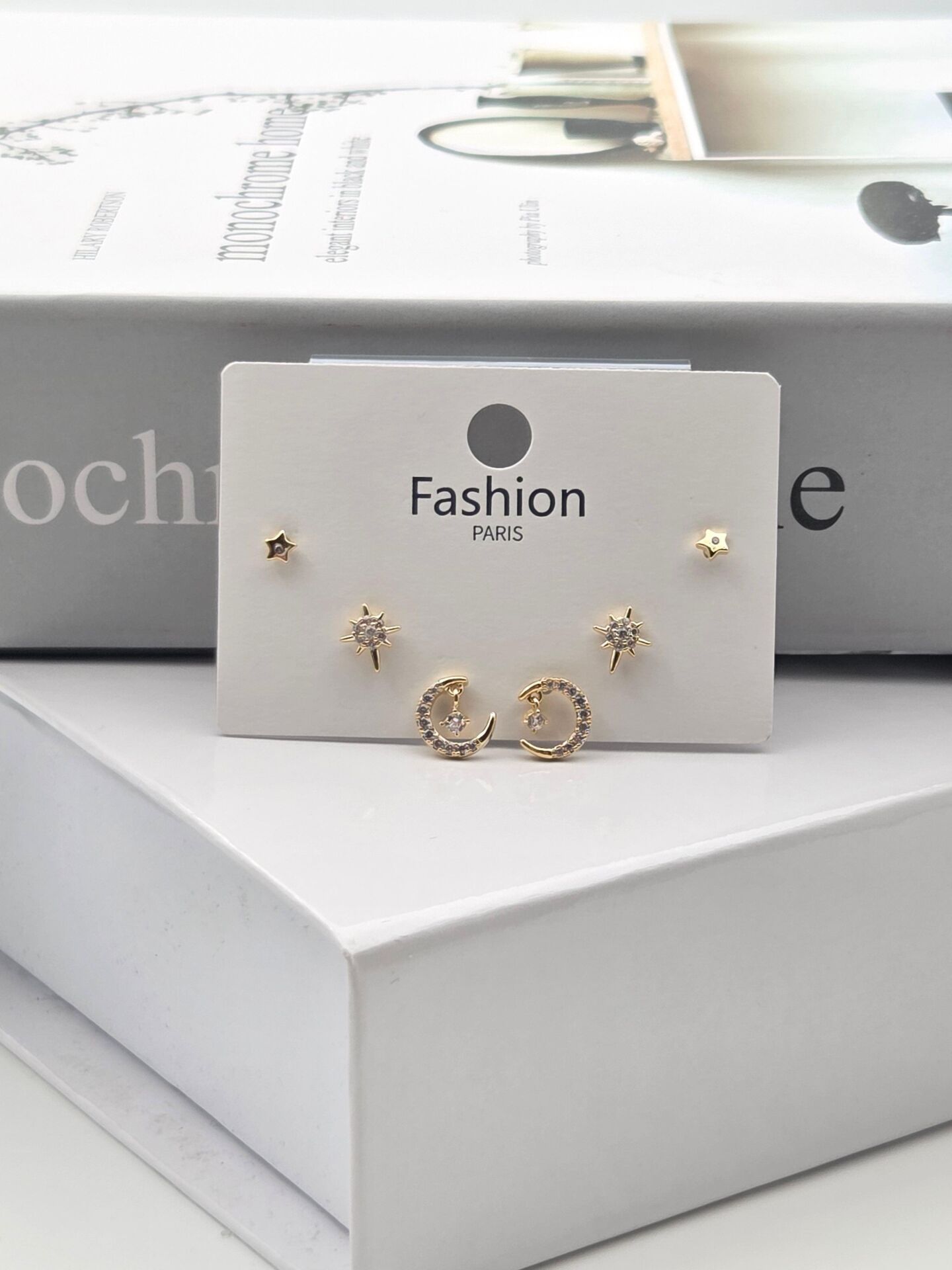 Zirkon Taşlı Gümüş İğne 6'lı Figür Küpe // ITHAL-3350