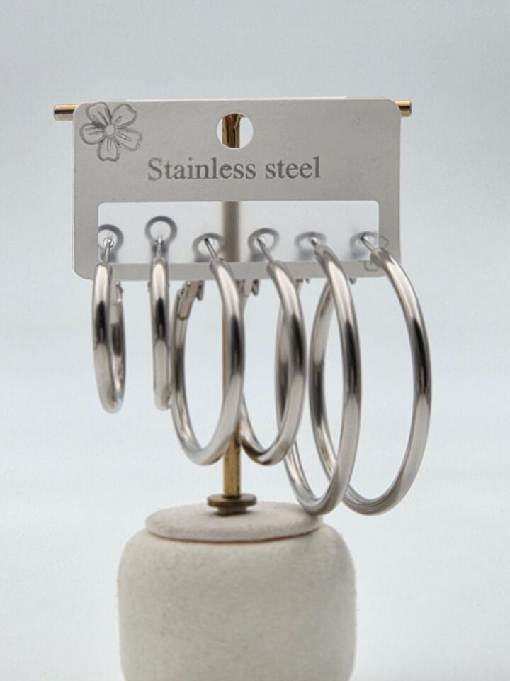 Çelik Set Küpe // KÜPE-3941