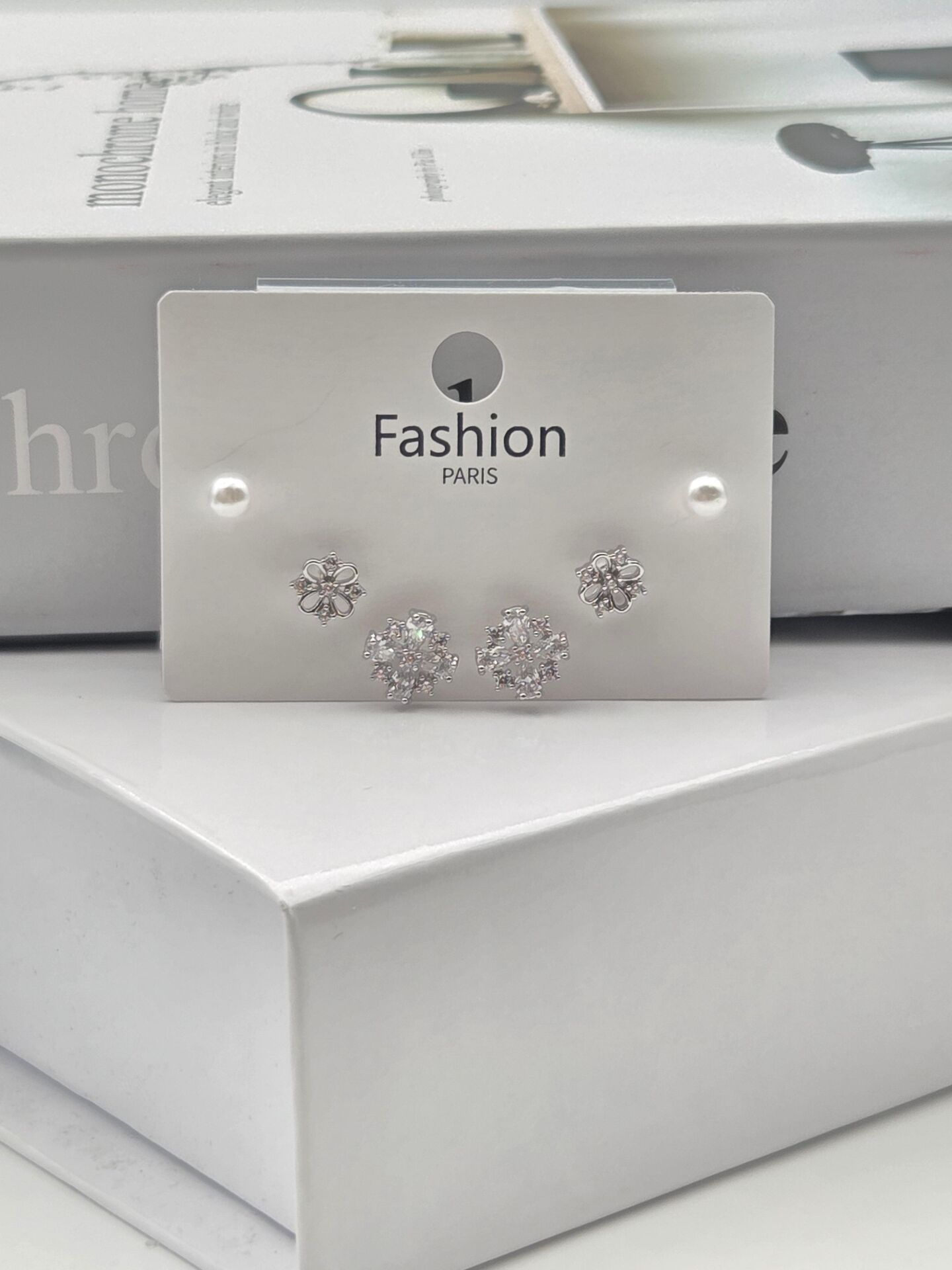 Zirkon Taşlı Gümüş İğne 6'lı Figür Küpe // ITHAL-3355