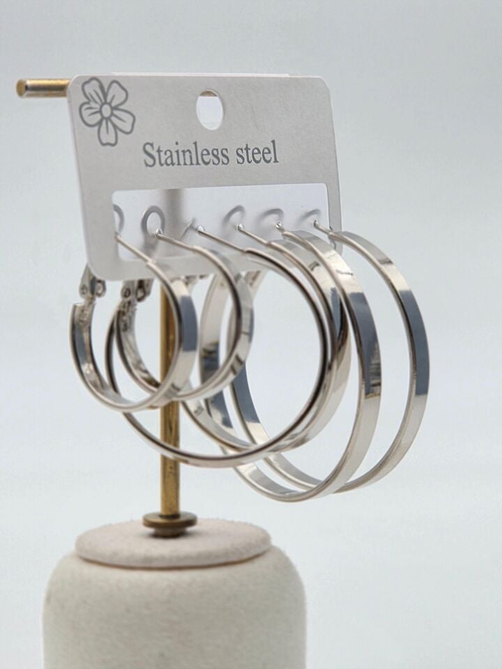 Çelik Set Küpe // KÜPE-3943