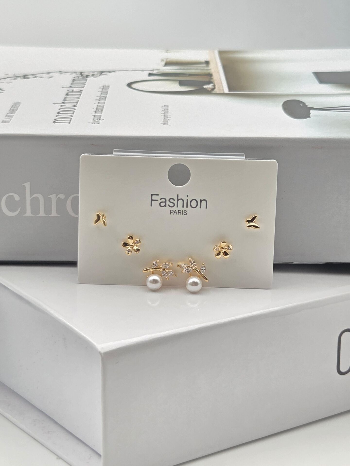 Zirkon Taşlı Gümüş İğne 6'lı Figür Küpe // ITHAL-3361