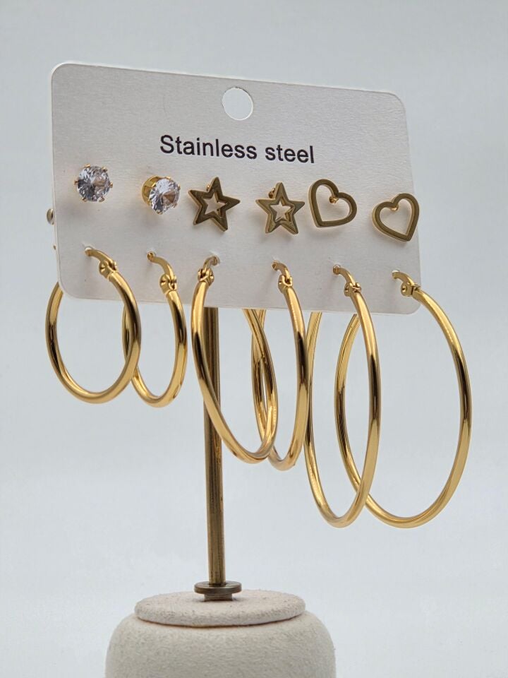 Çelik Set Küpe // KÜPE-3951