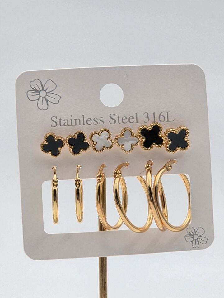 Çelik Set Küpe // KÜPE-3952