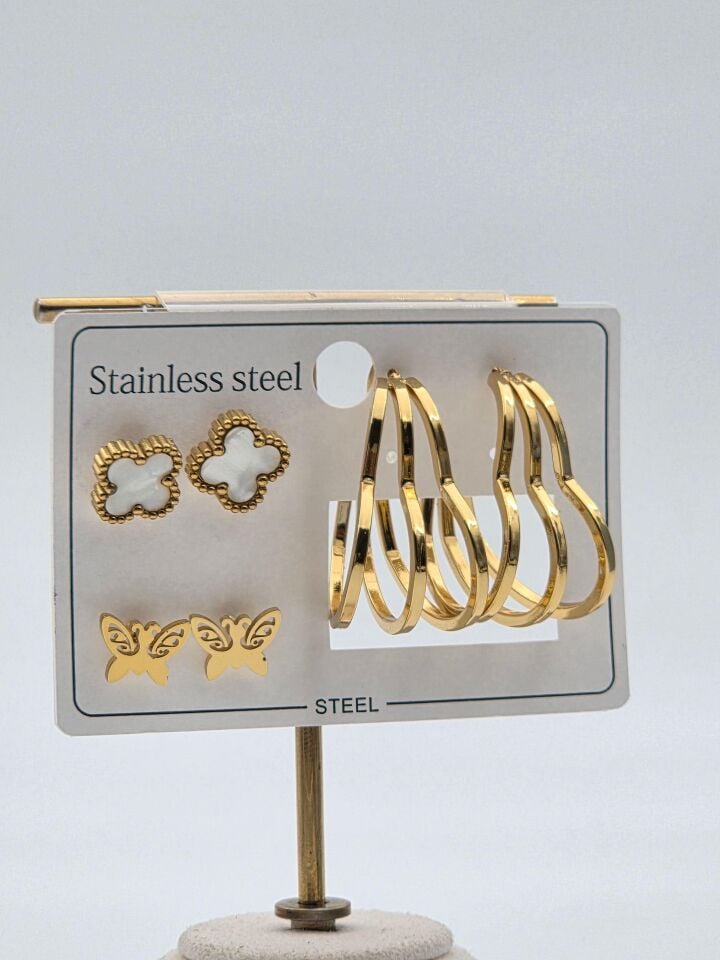 Çelik Set Küpe // KÜPE-3953