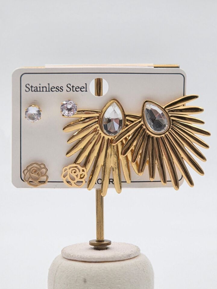 Çelik Set Küpe // KÜPE-3959