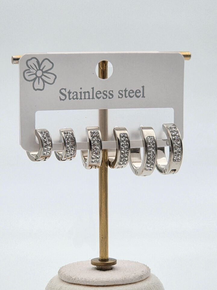 Çelik Set Küpe // KÜPE-3966