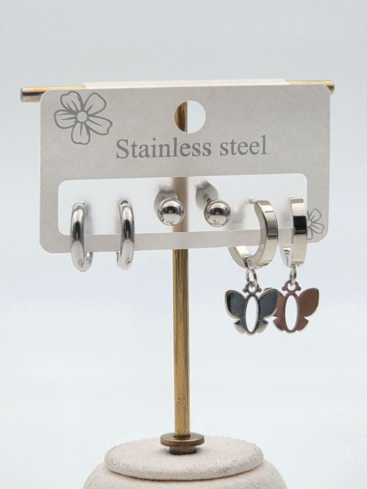 Çelik Set Küpe // KÜPE-3971