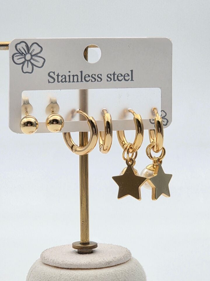 Çelik Set Küpe // KÜPE-3972