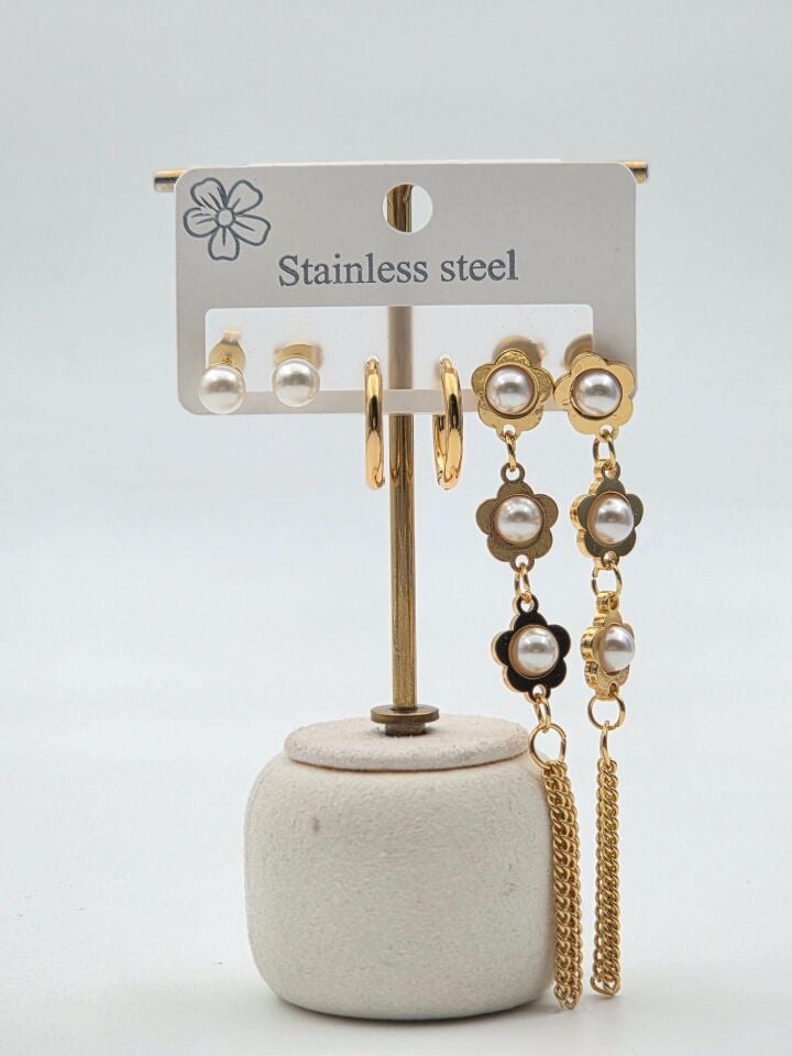 Çelik Set Küpe // KÜPE-3973