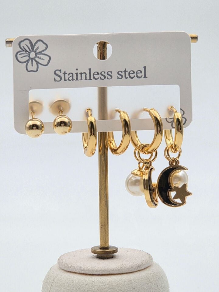 Çelik Set Küpe // KÜPE-3977