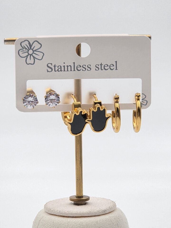 Çelik Set Küpe // KÜPE-3980