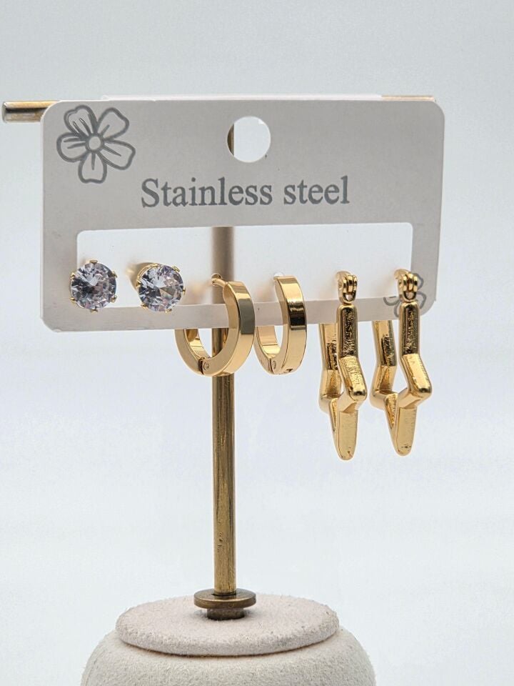 Çelik Set Küpe // KÜPE-3987