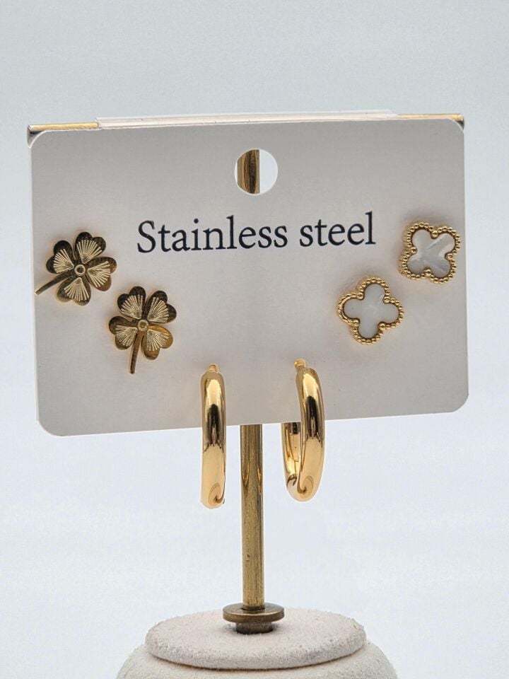 Çelik Set Küpe // KÜPE-3988