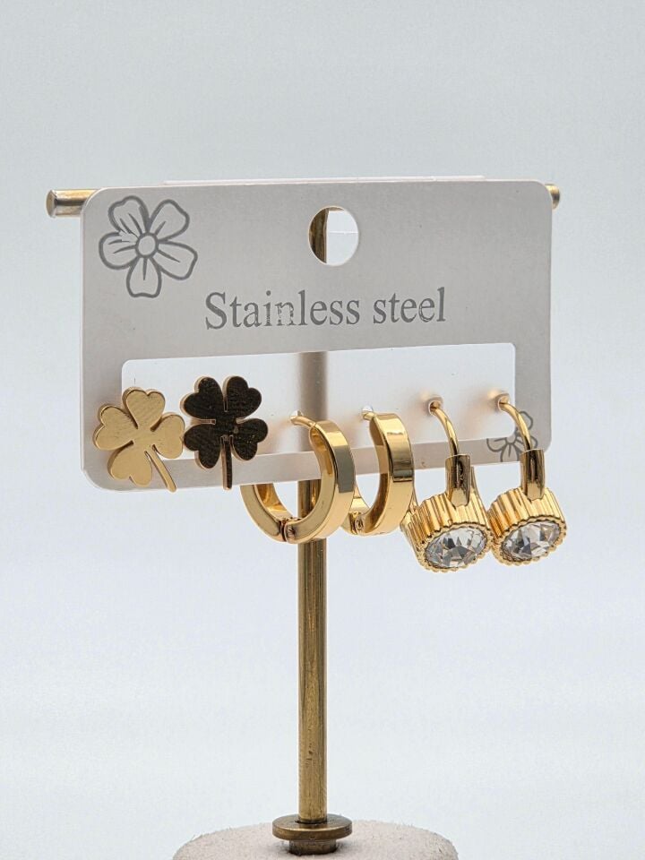 Çelik Set Küpe // KÜPE-3991