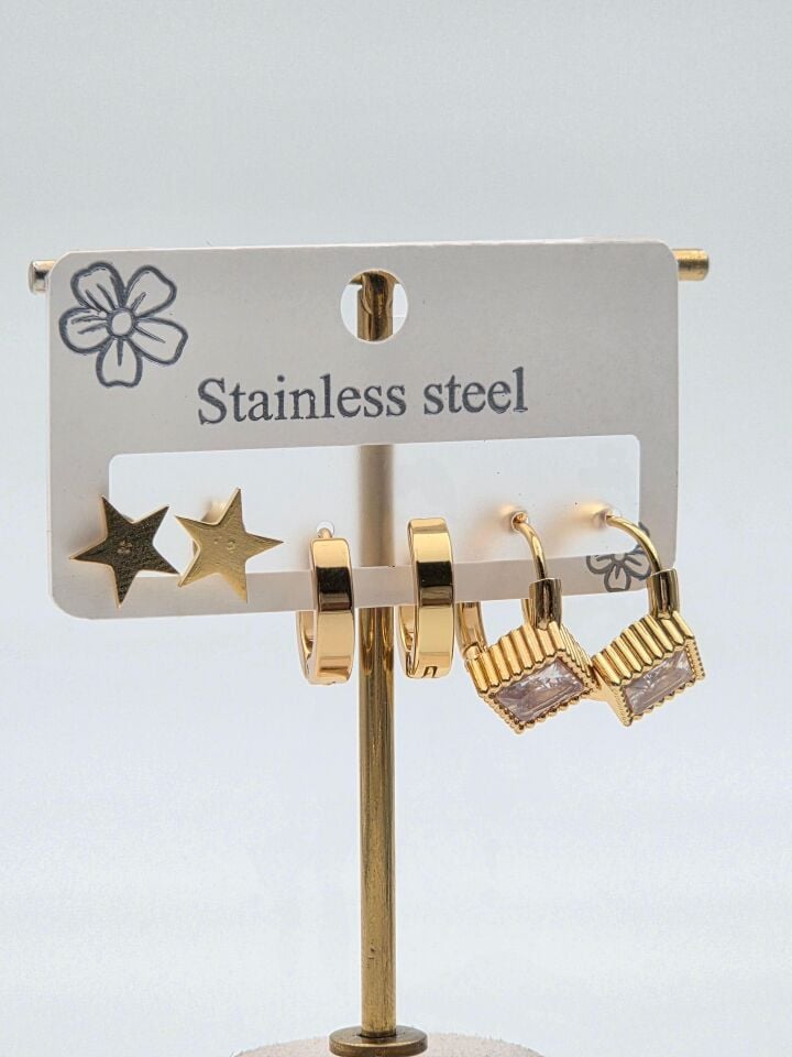 Çelik Set Küpe // KÜPE-3995