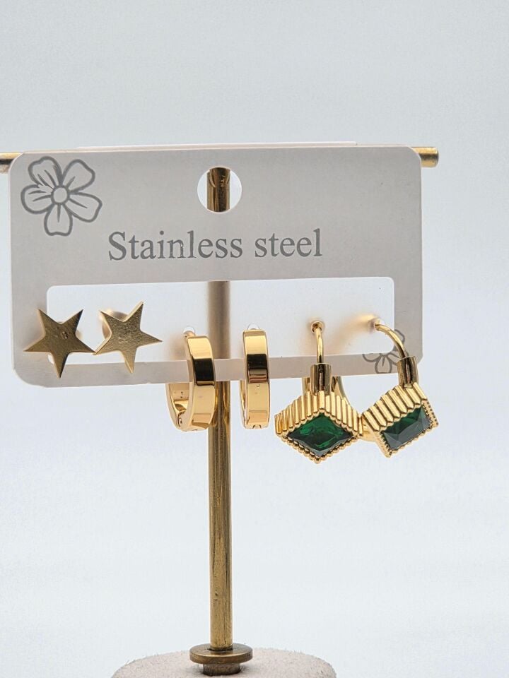 Çelik Set Küpe // KÜPE-3996