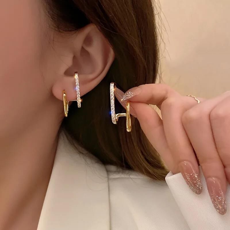 VIP Double View Earrings Gold Color // K-ITH-637