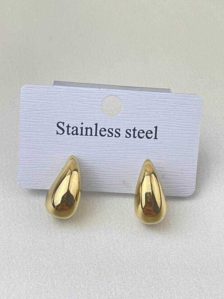 Çelik Mini Damla Küpe Gold // KÜPE-1050
