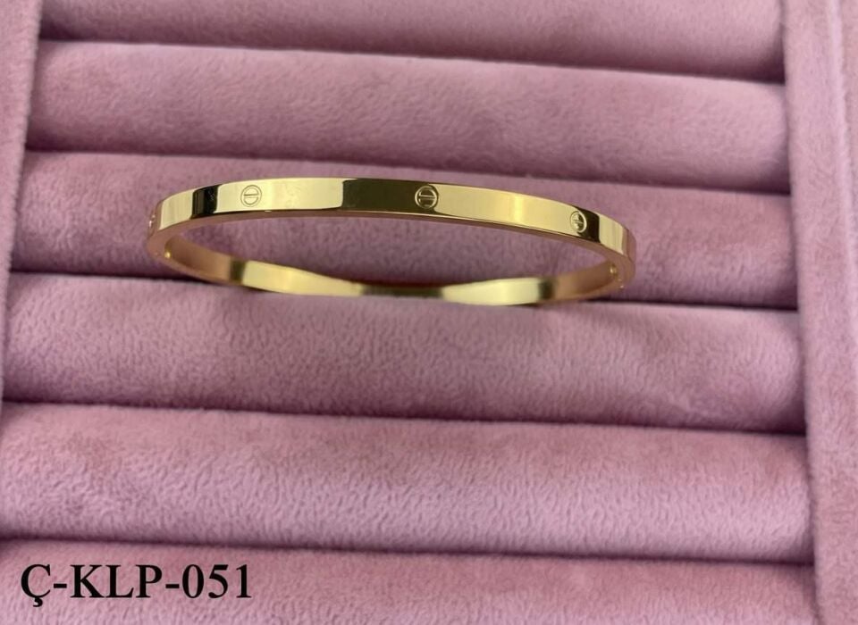 Steel Gold Thin Stoneless CRT Model Bangle