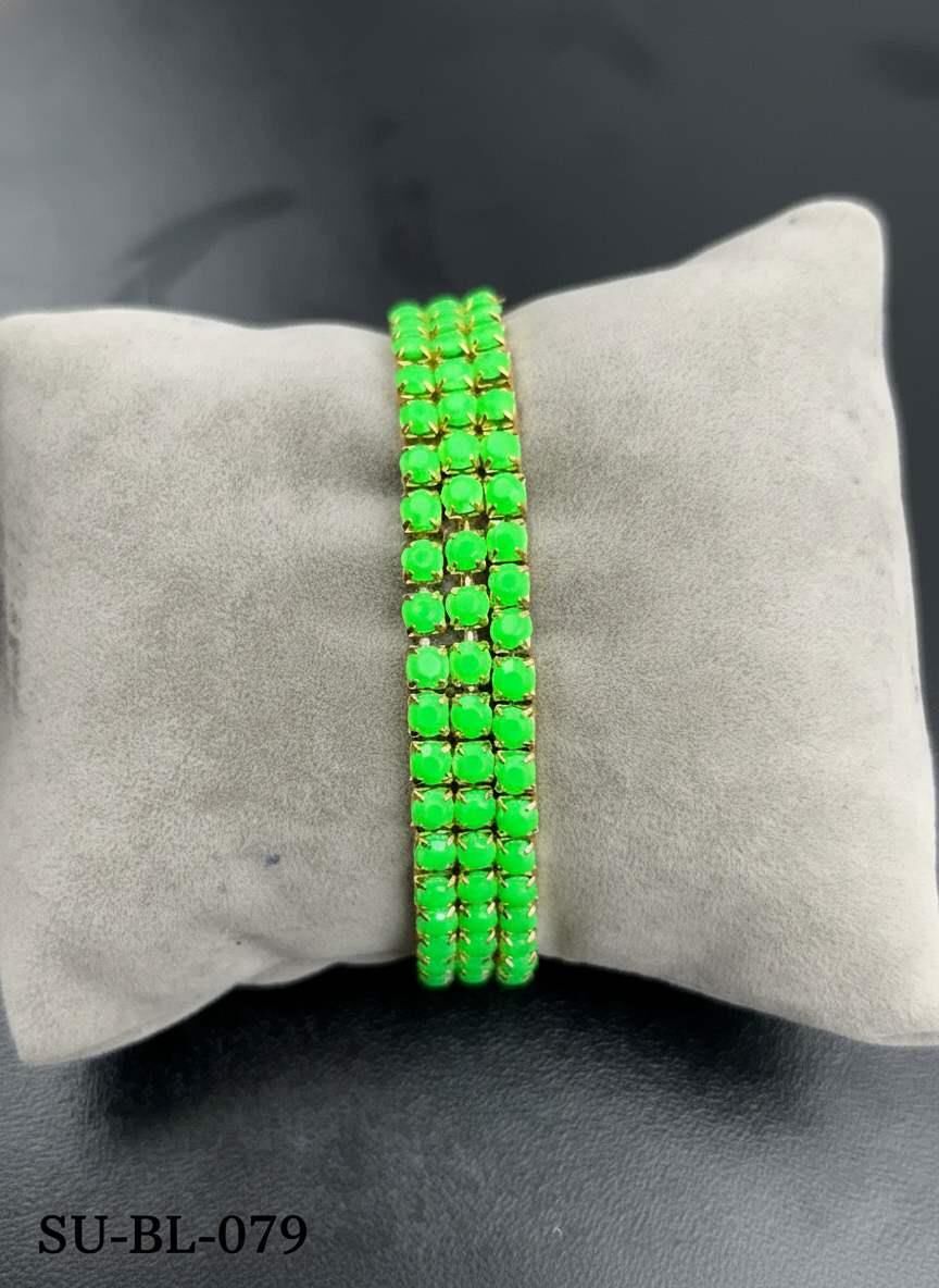 Su Yolu Renkli Kalın Zirkon Taşlı Lastlik Bileklik (Bir adet fiyatıdır) // SU-BL-079