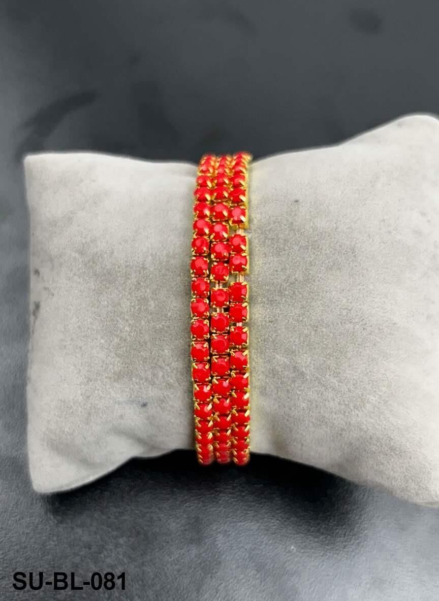 Su Yolu Renkli Kalın Zirkon Taşlı Lastlik Bileklik (Bir adet fiyatıdır) // SU-BL-081