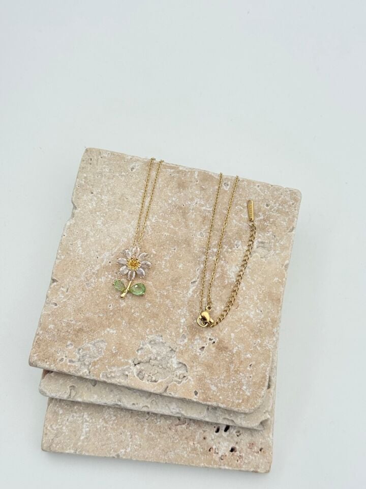 Steel Daisy Necklace 45cm // NECKLACE-5690