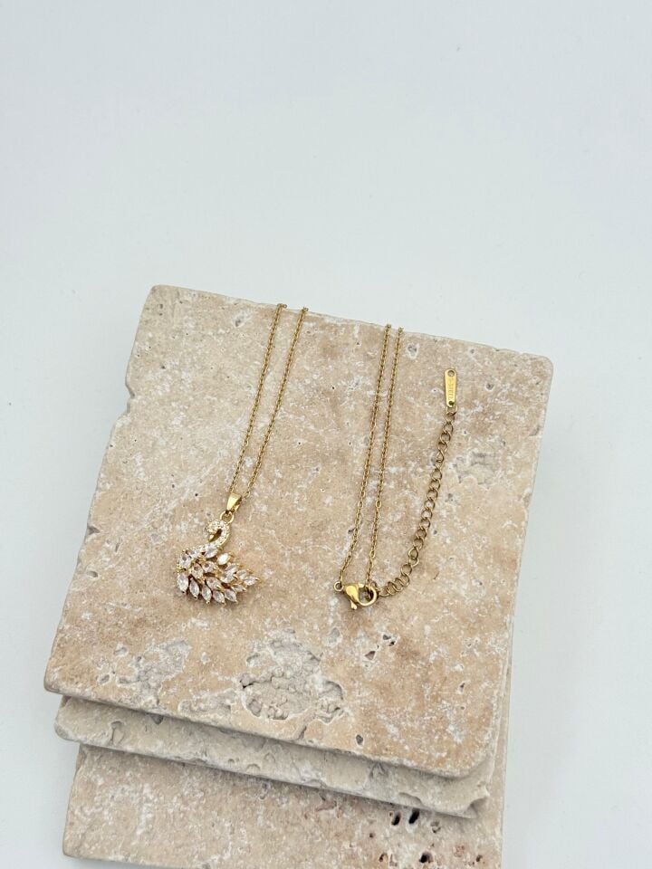 Stahl-Swar-Schwan-Halskette 45 cm // NECKLACE-5704