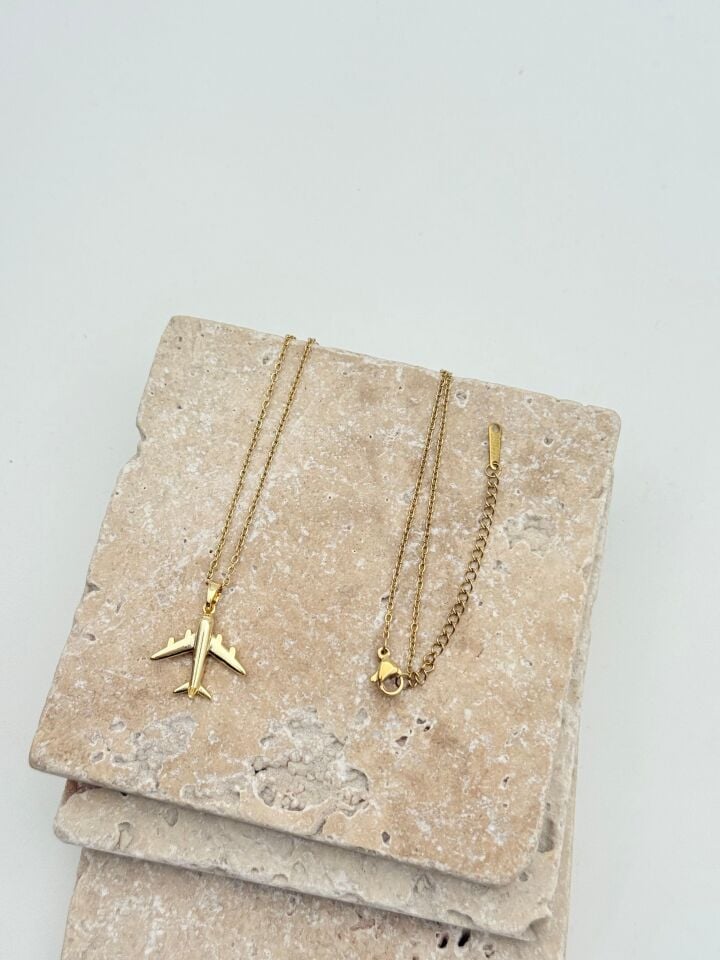 Steel Airplane Necklace 45cm // NECKLACE-5708