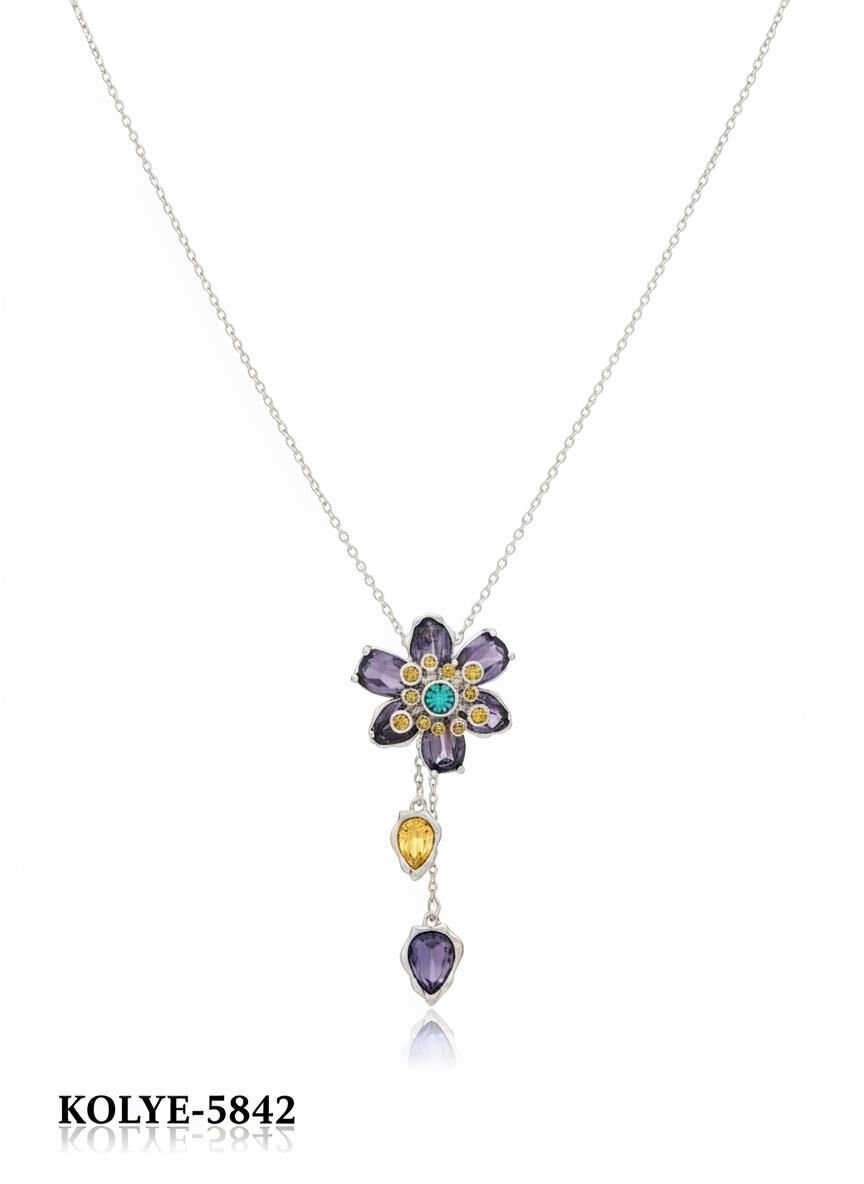 Çelik Çiçek Kolye // KOLYE-5842