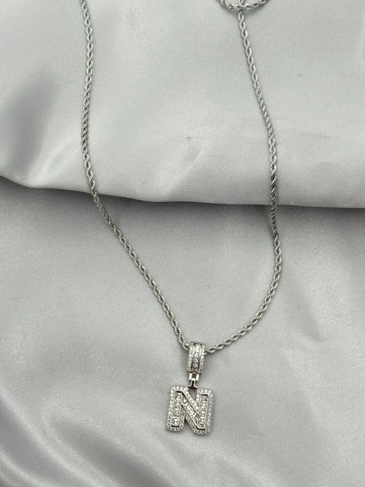 Çelik Harf Kolye 60cm // KOLYE-5428