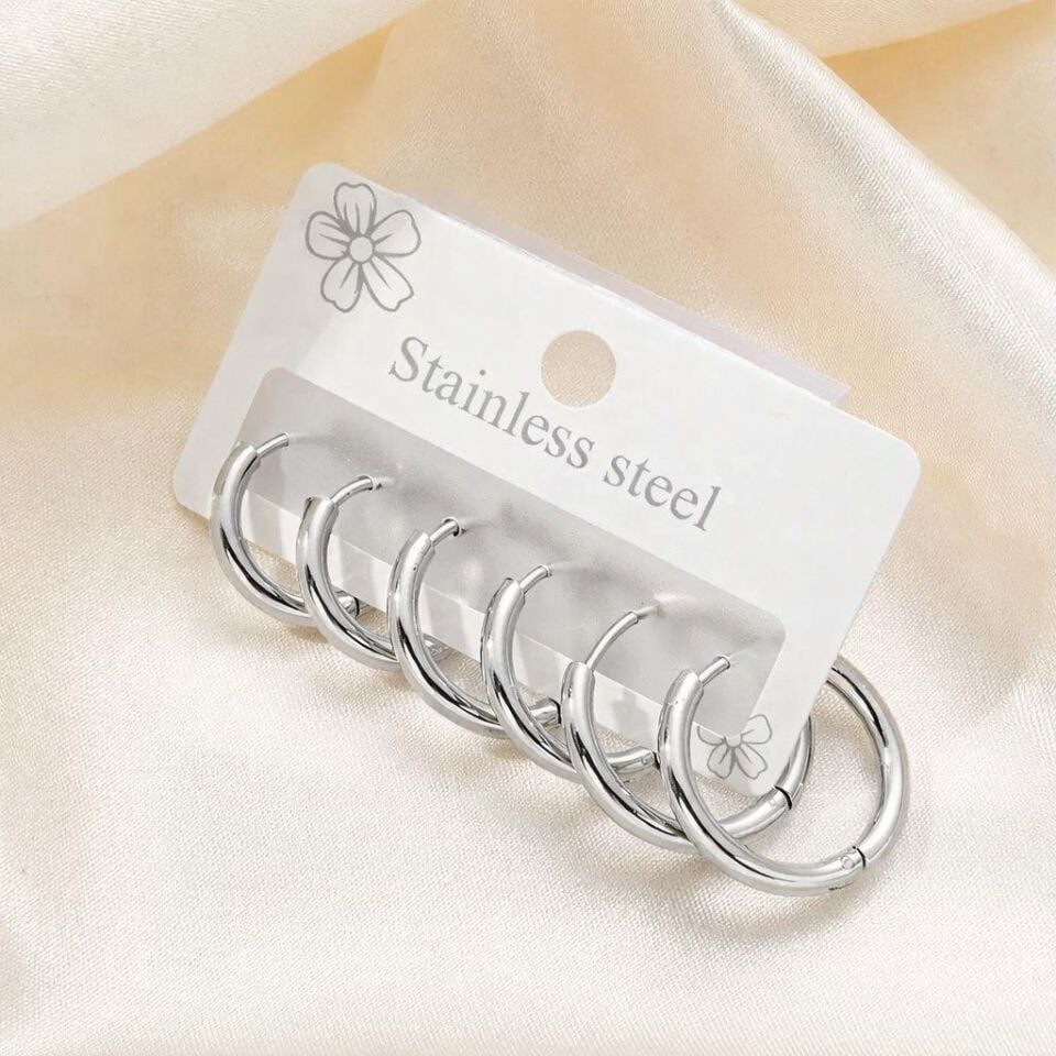 Steel 6-Piece Earrings