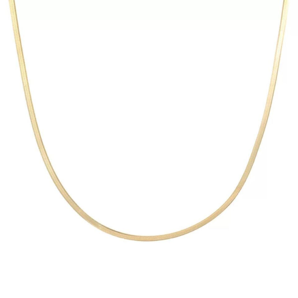 Italienische Halskette aus Stahl und Gold, 3 mm, 45 cm // HALSKETTE-3892